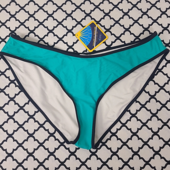 Fabletics Teal Black Bikini Bottoms Size Large - Picture 1 of 5